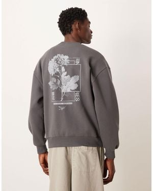 ASOS Relaxed Fit Sweatshirt With Floral Print - Gray