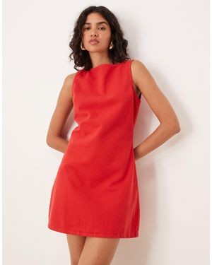ASOS Denim Mini Shift Dress - Red