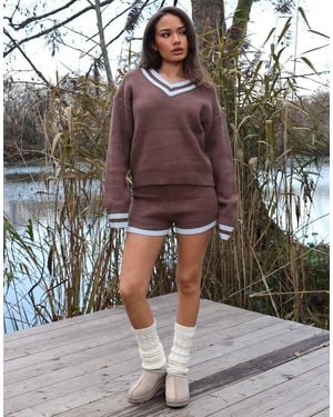 SIMMI Layla Knitted Mini Shorts - Brown