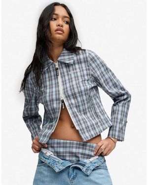 Bench x Superdry & Co Double Zip Collared Check Jacket - Blue
