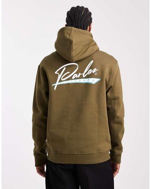 Parlez Sudadera Caqui Con Capucha, Estampado Trasero Y Logo Gráfico Deportivo Serigrafiado De -Verde