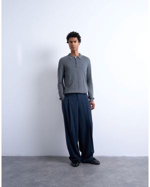 TOPMAN Relaxed Smart Trousers - Blue