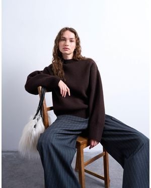 TOPSHOP Knitted Chunky All Needle Clean Crew Sweater - Blue