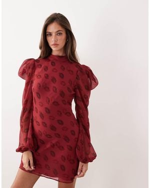 ASOS High Neck Mini Dress - Red