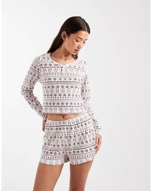 New Look Bear Pointelle Pyjamas - White