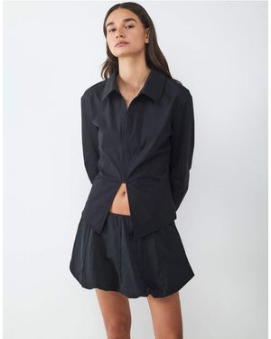 Balmohk Blusa Negra De Manga Larga De - Azul