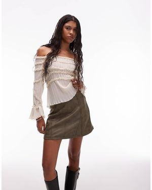 laagam Judy High Waist Suede Style Mini Skirt - Green