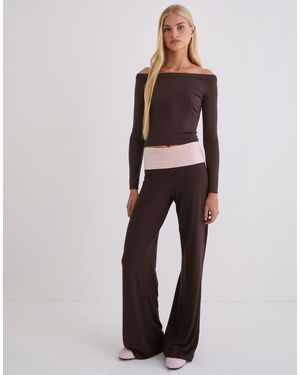 Motel Coreta Contrast Panel Trousers - Brown