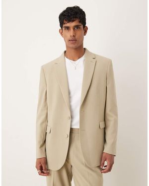 ASOS Relaxed Longline Suit Jacket - Natural