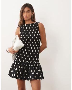 ASOS Shirred Drop Waist Mini Dress - Multicolour