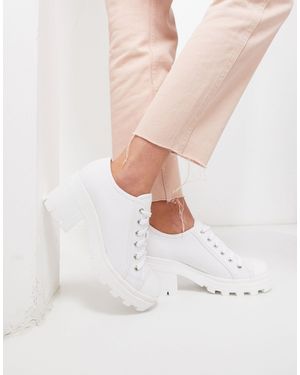 Truffle Collection Chunky Lace Up Canvas Shoes-white