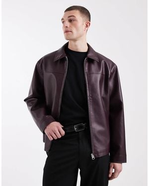 ASOS – harrington-jacke aus kunstleder - Schwarz