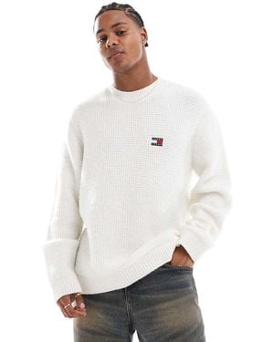 Tommy Hilfiger Maglione Sporco Lavorato A Nido D'Ape - Bianco
