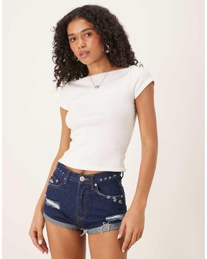 Glamorous Denim Distressed Shorts - White