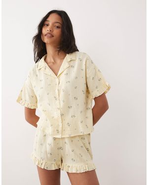 New Look – doppellagiger pyjama - Natur