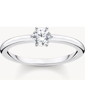 Thomas Sabo Bague en argent sterling 925 avec pierre blanche - Métallisé