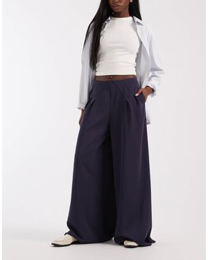 ASOS Tailored Pleated Waist Wide Leg Pants - Blue