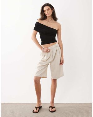 Mango Teen Cotton Rich One Shoulder Top - Natural