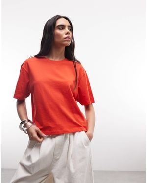 Collusion – kastenförmiges t-shirt mit kurzen ärmeln - Rot
