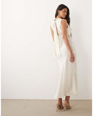 New Look Glitter Satin Cowl Neck Maxi Dress - Natural