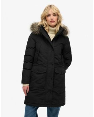 Superdry Everest faux-fur-parka-mantel - Schwarz