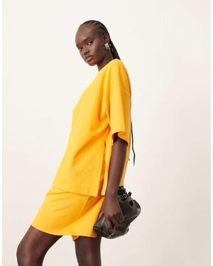 ARRANGE Premium Heavy Weight Textured Jersey Oversized T-shirt Co-ord - Yellow