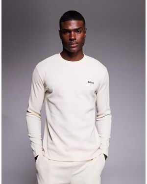 BOSS Co-ord Waffle Long Sleeve Lounge T-shirt - Grey