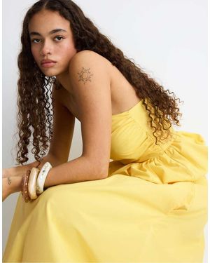 Stradivarius Balloon Bustier Top - Yellow