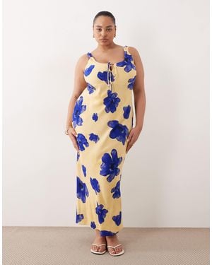 ASOS Asos Design Curve Scoop Neck Tie Front Midi Dress - White