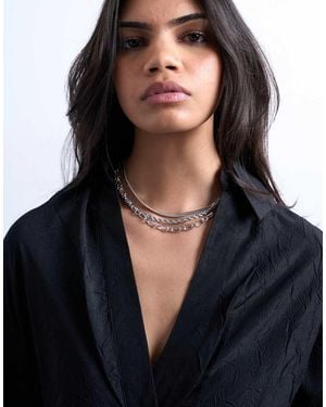 TOPSHOP Collar De Varias Hileras De Acero Inoxidable Resistente Al Agua Mina De - Azul