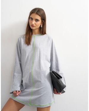 TOPSHOP Jersey Rolled Sleeve T-Shirt Dress - Gray