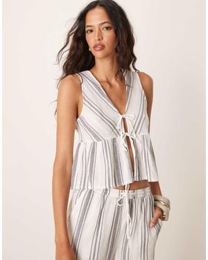 Iisla & Bird Stripe Beach Waist Coat Co-ord - White