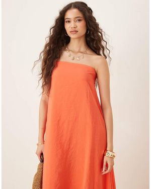 ASOS Bandeau Maxi-Jurk Van Cupro - Oranje