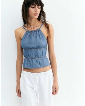 Pull&Bear Flowing Strappy Top - Blue