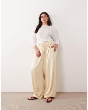 ARRANGE Curve Satin Wide Leg Trouser - Natural