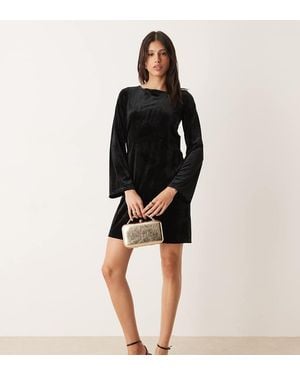 JDY Tall Back Bow Detail Velvet Mini Dress - Black