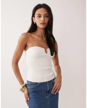 Abercrombie & Fitch Bandeau Top With Structured Hardware Detail - White
