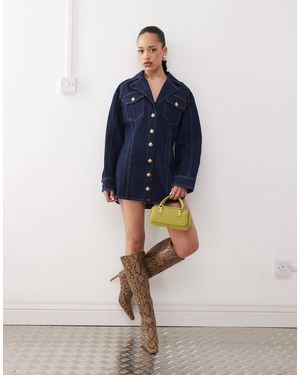 Labelrail X Jennifer Mcking Structured Denim Shirt Dress - Blue