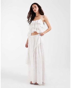 Muse Assembly Boho Broderie Anglaise Maxi Skirt - White