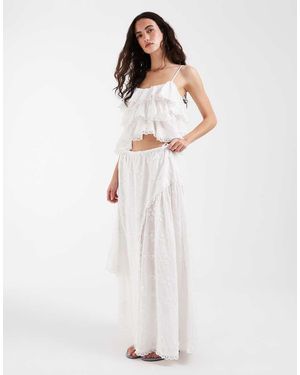 Muse Assembly Falda Larga Blanca De Estilo Boho Con Bordado Inglés De (Parte De Un Conjunto) - Blanco