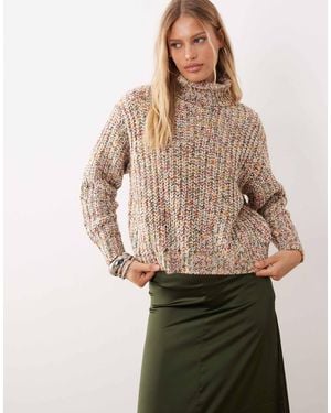 Noisy May Pull col roulé en maille à fils multicolores - Neutre