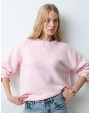 Aware Pull oversize en maille à col rond en laine, - Rose