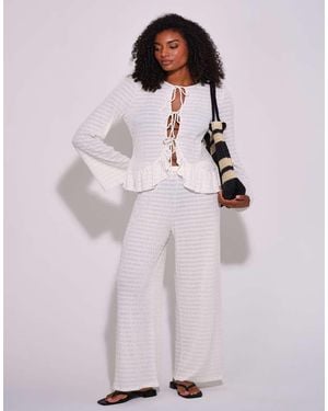 South Beach Textured Straight Leg Trouser - Pink