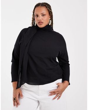 ASOS Asos design curve – transparente chiffon-bluse - Schwarz