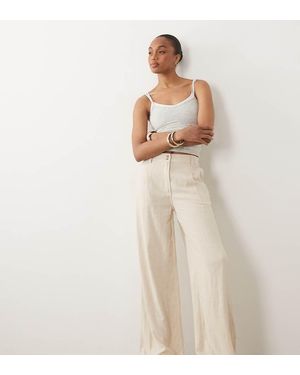 ASOS Asos Design Tall Wide Leg Linen Blend Trousers With Pleat Detail - Natural