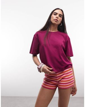 Collusion Recht T-Shirt Met Korte Mouwen - Rood
