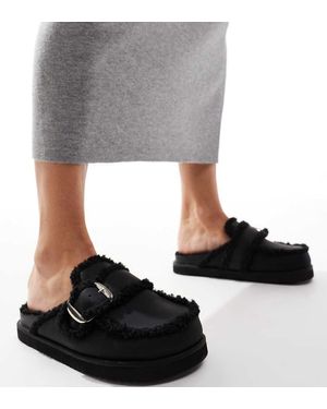 Raid Wide Fit Kylie Teddy Mules - Grey