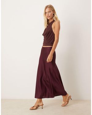 Vila Falda Larga Burdeos De Satén De -Rojo - Morado