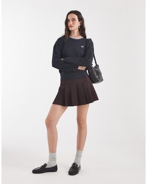 Fred Perry T-Shirt A Maniche Lunghe Con Doppio Bordo A Contrasto - Blu