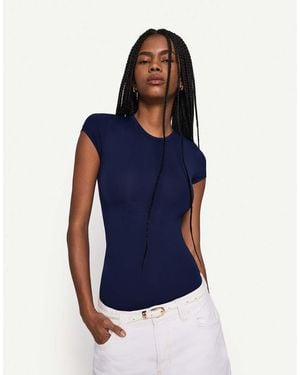 Bershka Short Sleeve Bodysuit - Blue